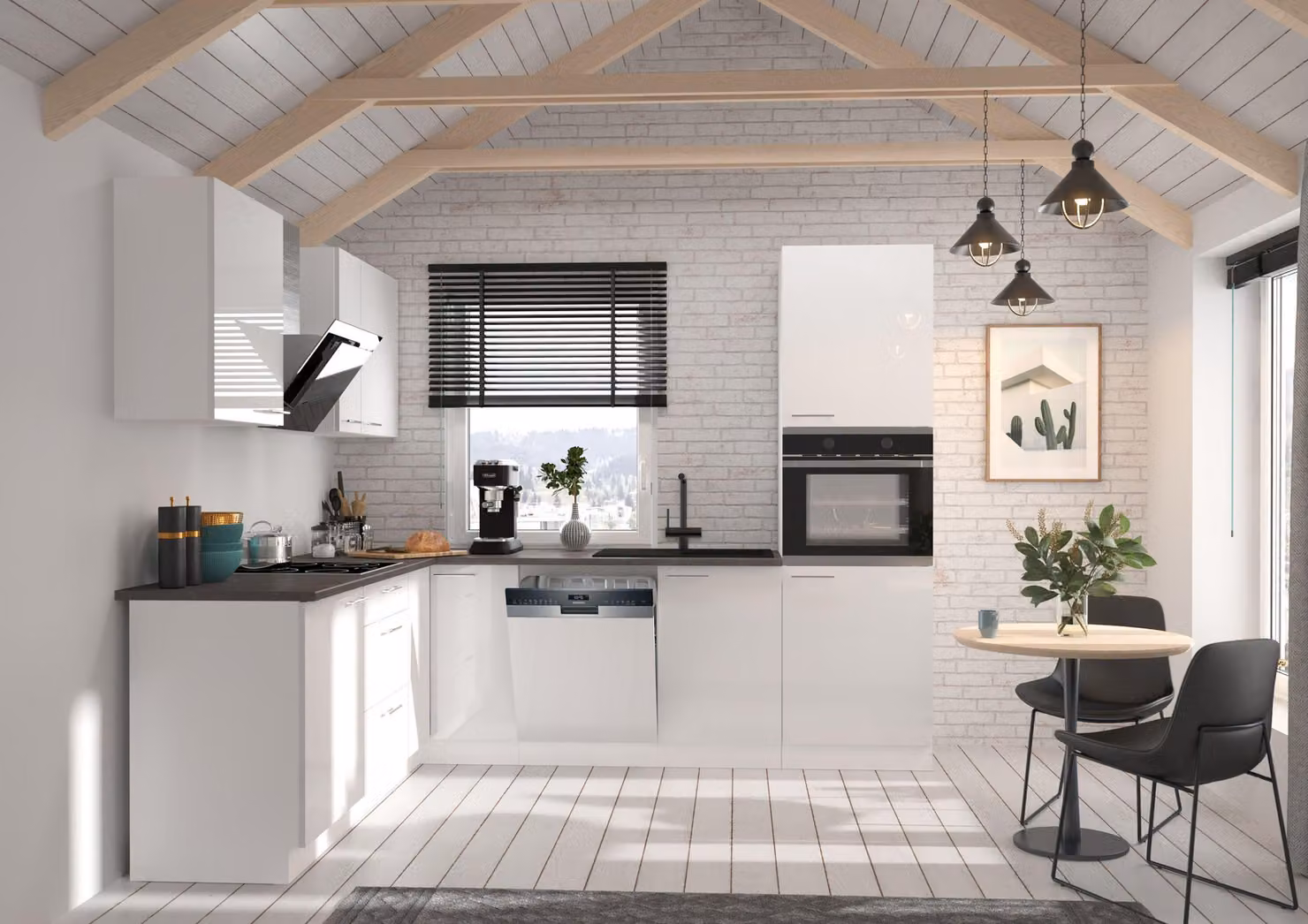 Cucina Lara Bianco/Bianco 210x260 cm Mobile cucina Cucina componibile Cucina ad angolo Cucina ad angolo