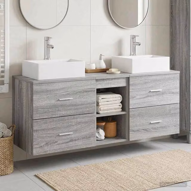 Set di Armadi da Bagno 3 pz Sonoma grigio 129 x 41 x 79,5 cm 3405840