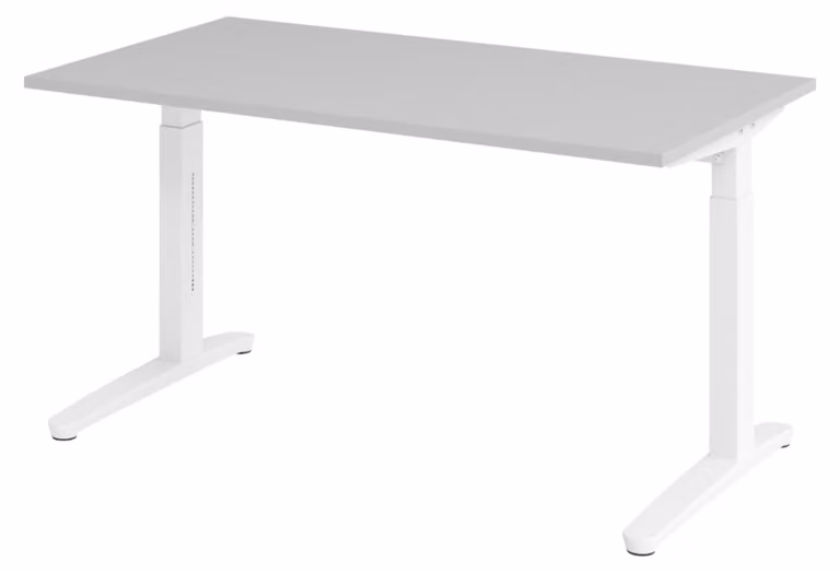 Scrivania bümö Serie XB - Finitura: grigio, struttura: bianco, dimensioni: 140 x 80 cm