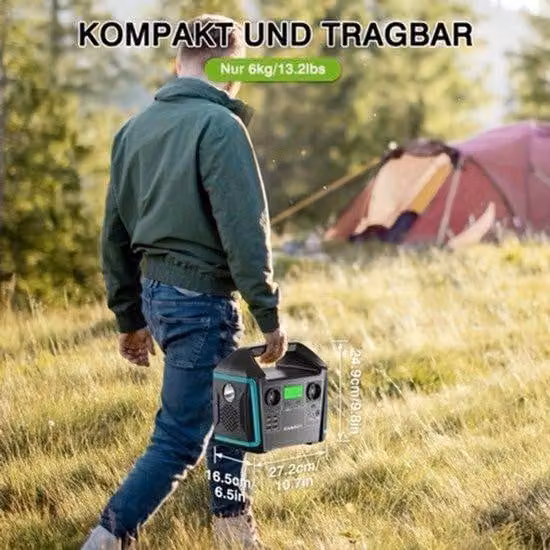 Centralina portatile di alimentazione - Generatore mobile - Batteria solare - Alimentazione di emergenza - Power bank per campeggio - 1000W, onda sinusoidale pura - Pannello solare da 100W incluso
