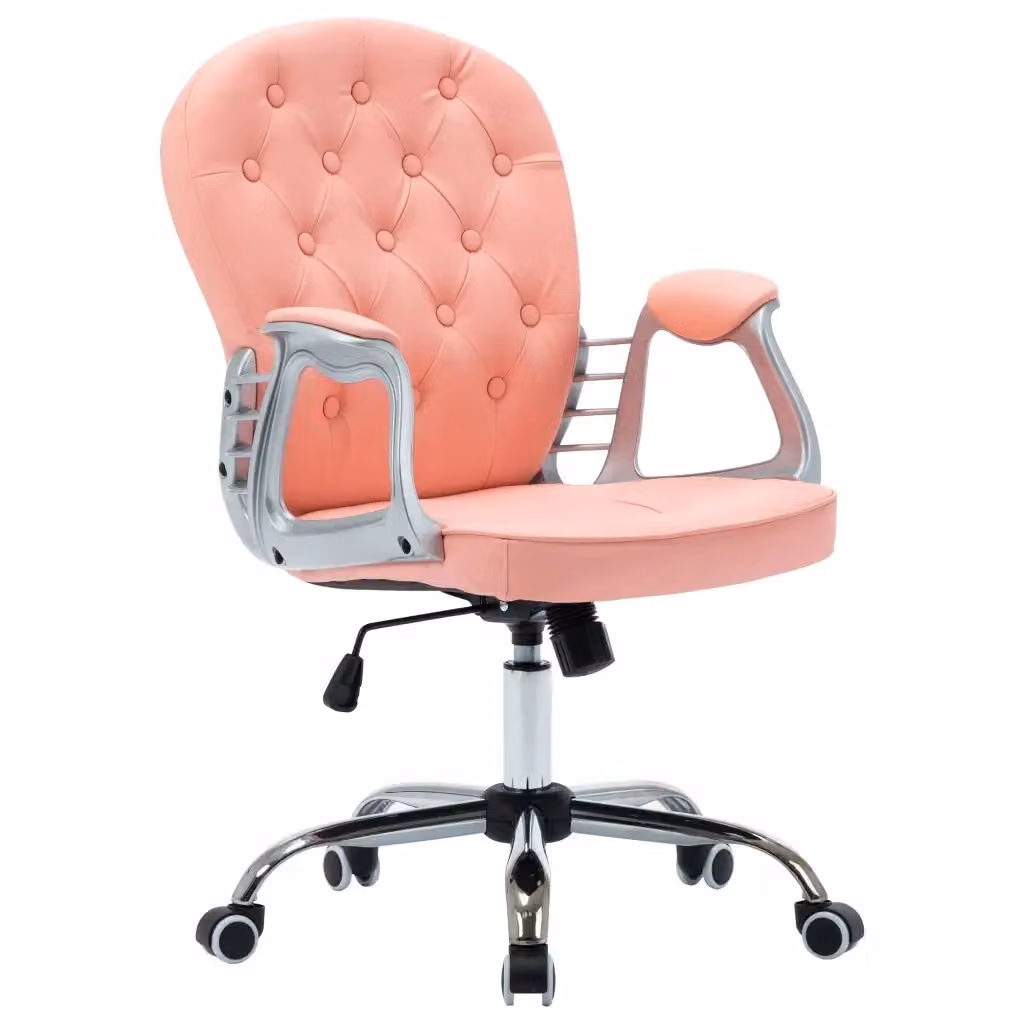 vidaXL Sedia da Ufficio Girevole Rosa in Similpelle con Braccioli e Ruote L/P/H: 58 x 44 x 110 cm – 2
