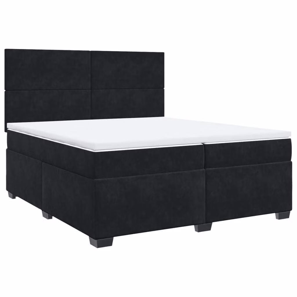 Giroletto a Molle con Materasso Nero 200x200 cm in Velluto
