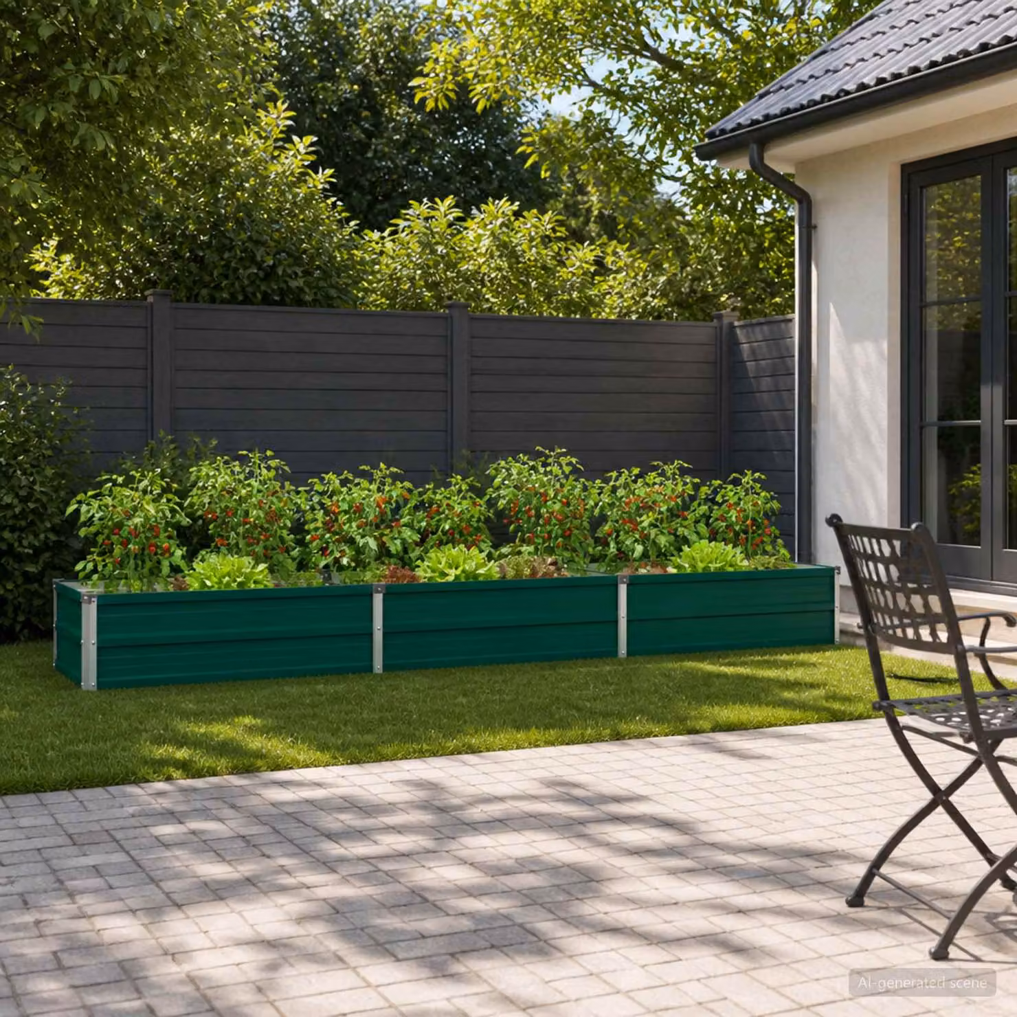 Letto rialzato da giardino vidaXL in metallo Corten Verde L: 240 cm, P: 40 cm, H: 24 cm
