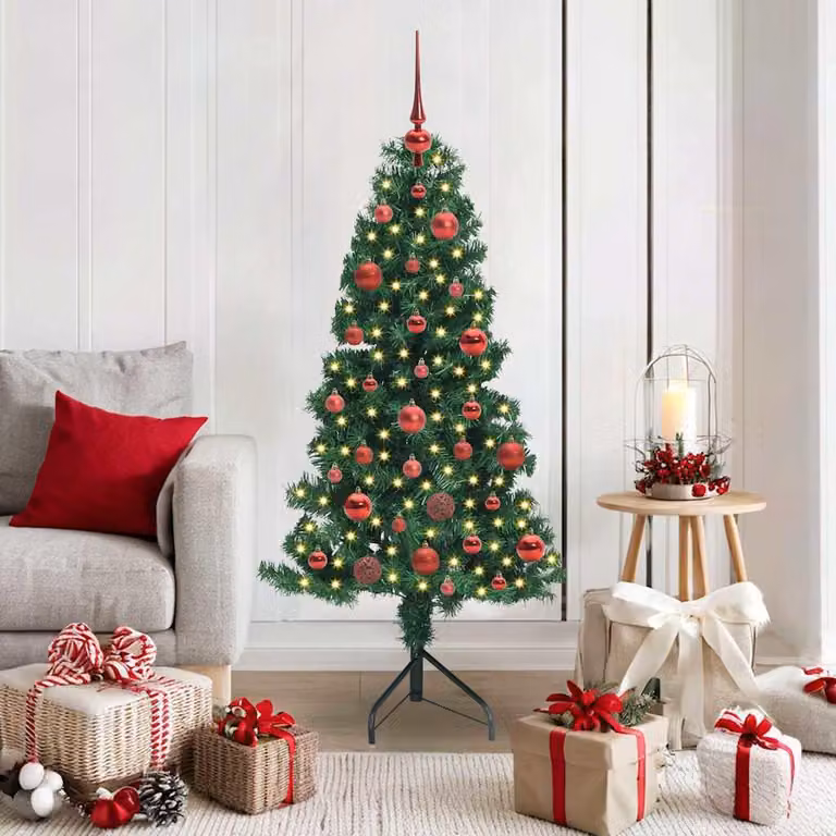 Albero di Natale artificiale, forma quadrata, verde, 150 cm, realizzato in PVC e metallo