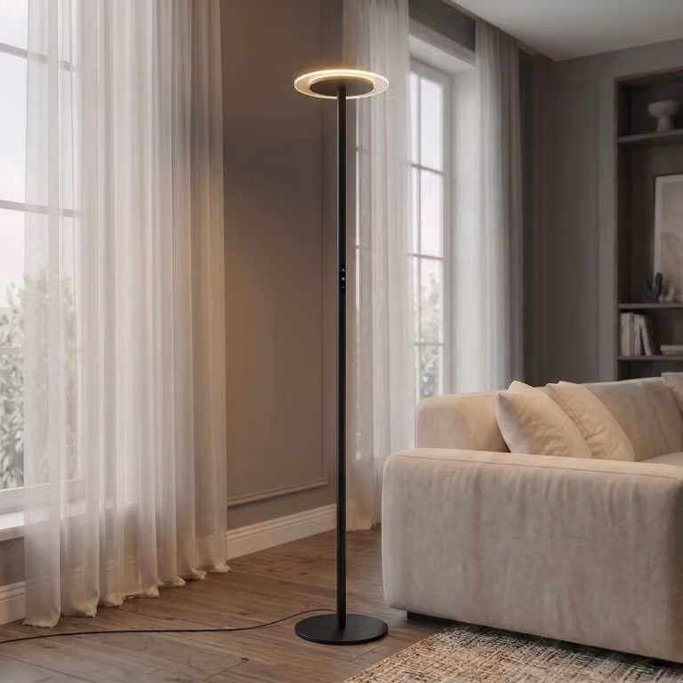 Lampada da terra Frile Arcchio, dimmerabile, Nero, Soggiorno / Sala da pranzo, Alluminio, Moderno, Lampada da terra