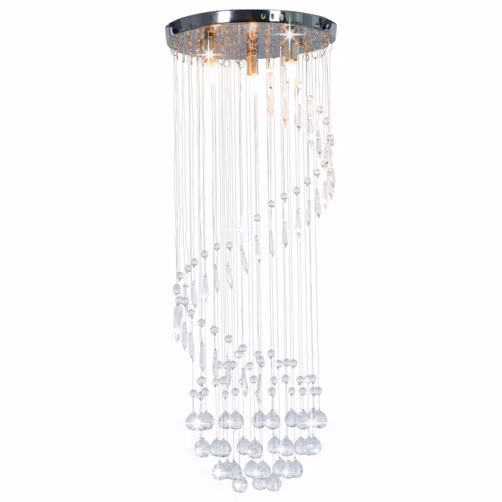 The Living Store Plafoniera con perle di cristallo argento a spirale G9