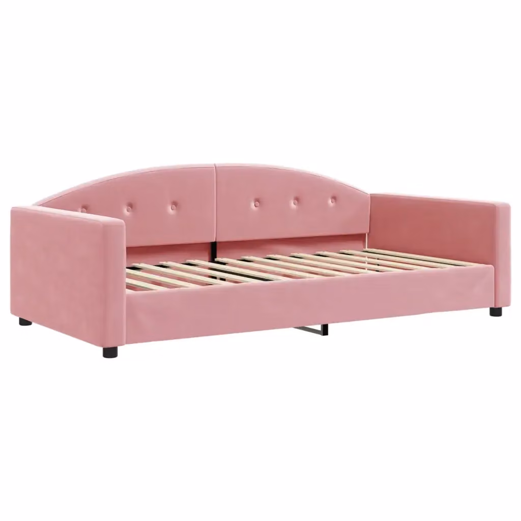 Letto da giorno rosa in velluto con struttura in metallo e legno vidaXL L/P/H: 222 x 110 x 75 cm – 2