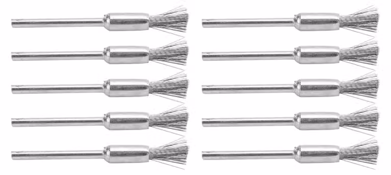 Set di 10 spazzole metalliche a filo, beccuccio elettrico, accessori per trapano in acciaio inossidabile per lucidatura e pulizia (forma a stelo)