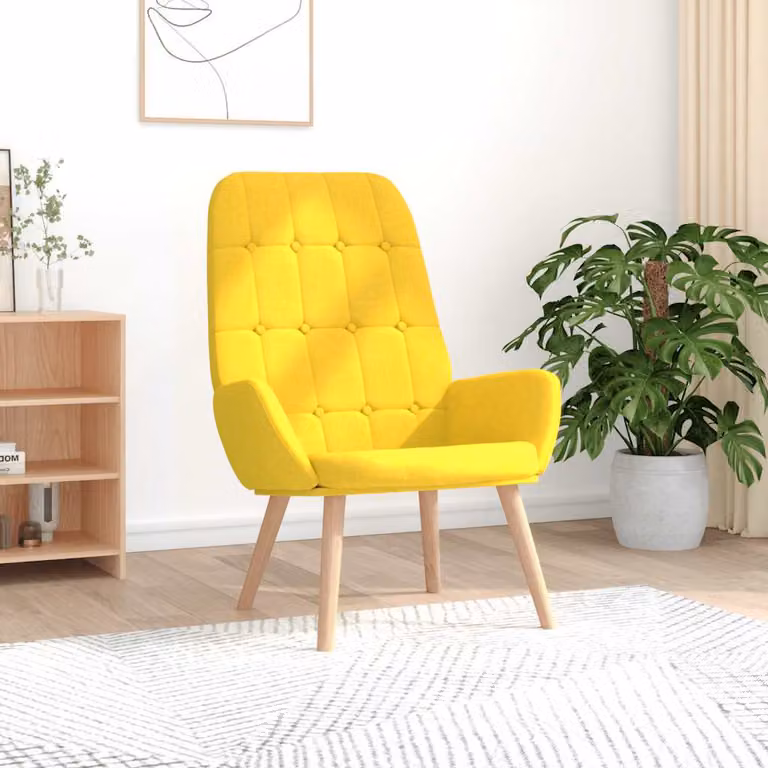 Sedia Relax vidaXL Giallo con Braccioli e Rivestimento in Tessuto