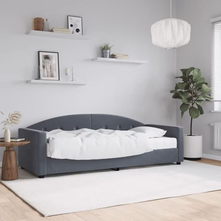 vidaXL Divano Letto in Velluto Grigio con Materasso in Schiuma L/P/H: 222 x 80 x 75 cm