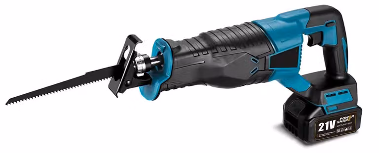 Troncatrice elettrica a batteria - Batteria da 13000 mAh - Include 4 lame - Adatta per legno e metallo - Batteria inclusa - Colore: blu chiaro