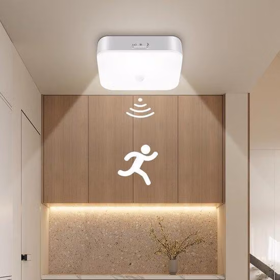 Lampada da soffitto a LED per bagno con sensore di movimento - Batteria ricaricabile da 10000 mAh - Lampada da soffitto a LED con funzione di ricarica - Compatta ed efficiente dal punto di vista energetico - Ideale per bagni, garage e corridoi