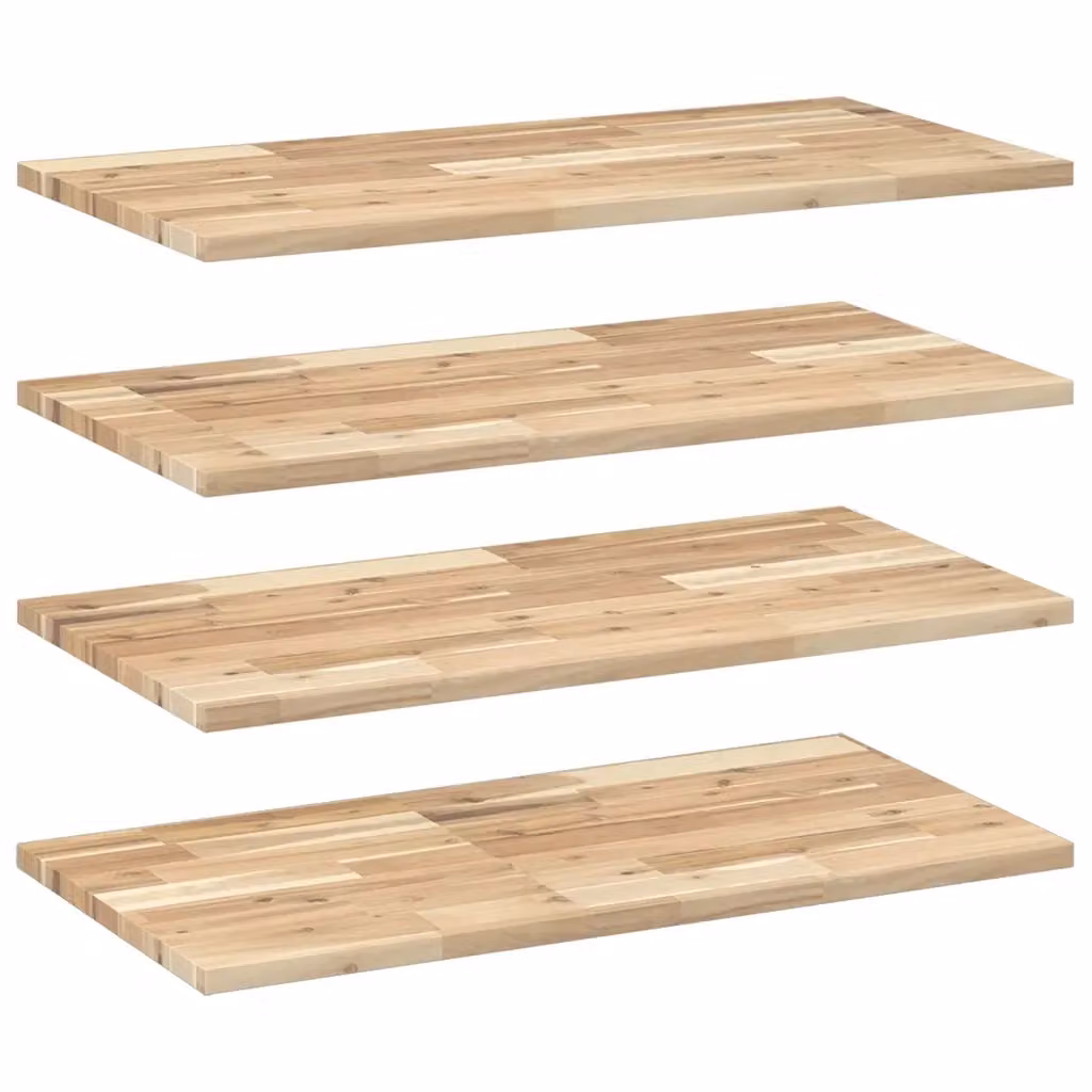 Set di 4 mensole da parete vidaXL in legno di acacia non trattato, colore marrone, L 80 x P 40 x H 2 cm