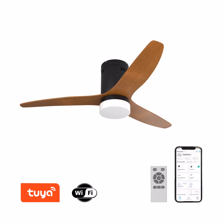 IMMAX NEO LITE VENTO SMART plafoniera con ventilatore 18W TUYA Wi-Fi marrone-nero