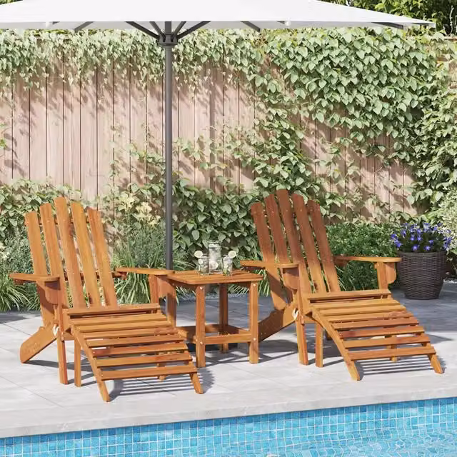 Sedie Giardino Adirondack Poggiapiedi 2pz Legno Massello Acacia 3145015