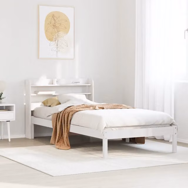 Struttura Letto Bianco in Legno Massello di Pino Design Mania L: 190 cm, P: 85 cm, H: 208 cm