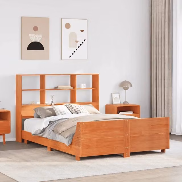 Giroletto senza Materasso Marrone Cera 160x200 cm Legno di Pino 3323685