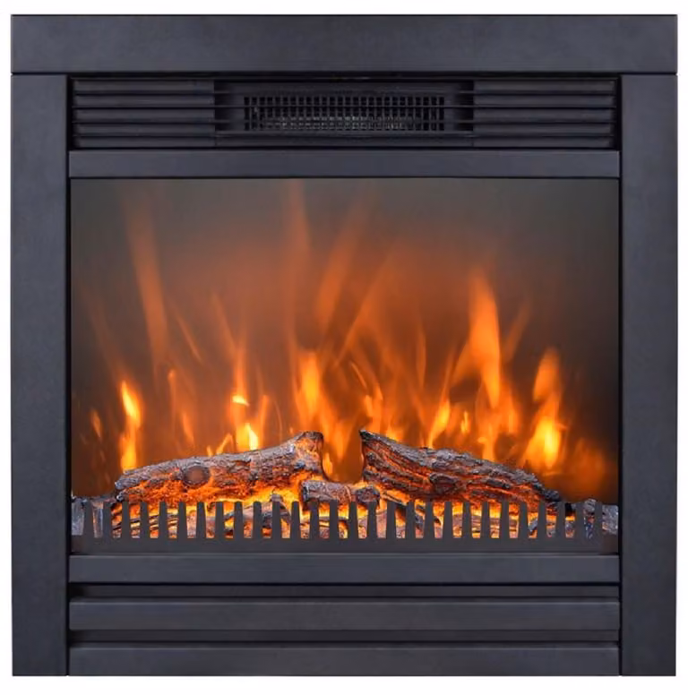 Casa Padrino caminetto elettrico da incasso nero 62 x 19,5 x H. 61 cm - Caminetto decorativo a LED da salotto con telecomando - Mobili da salotto - Mobili - Caminetti elettrici a LED da incasso