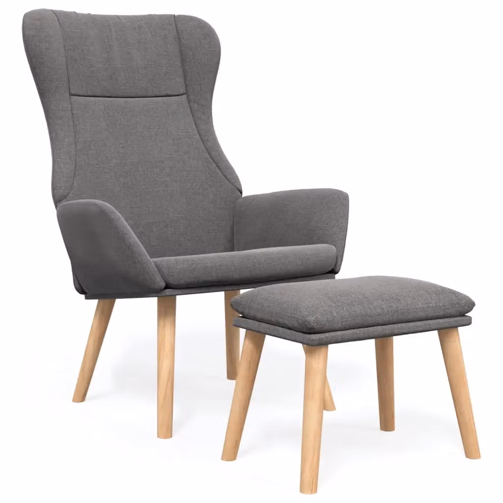 Poltrona Relax con Poggiapiedi vidaXL in Tessuto Grigio con Struttura in Metallo e Legno – 2