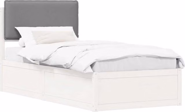 Letto singolo | Letto per adulti | Letto con Testiera Rivestita Grigio chiaro 80 x 200 cm