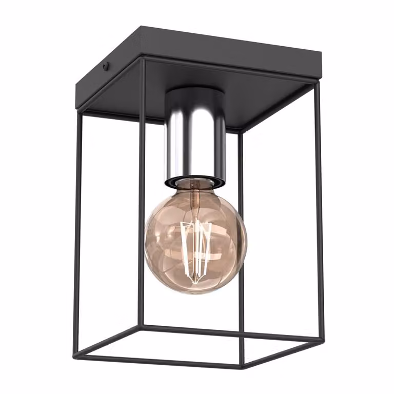 Lampada a sospensione Homen nero opaco-cromata 1xE27x15W metallo, dimensioni: 22x14x14 cm, IP20, Luminex