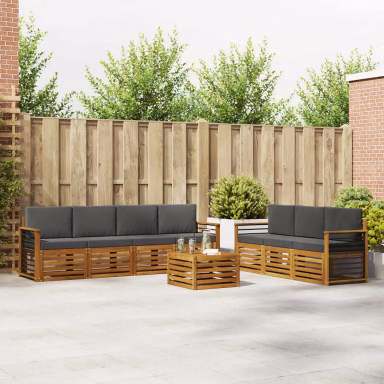 Set da giardino vidaXL composto da 8 pezzi in legno di acacia massello con cuscini beige e antracite