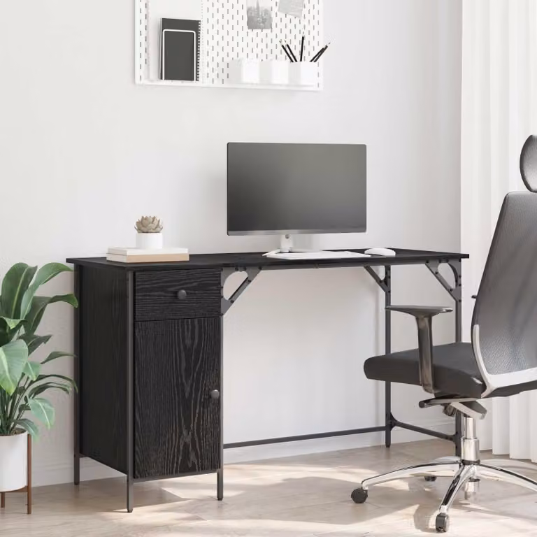 Scrivania con ante in legno effetto noce nero