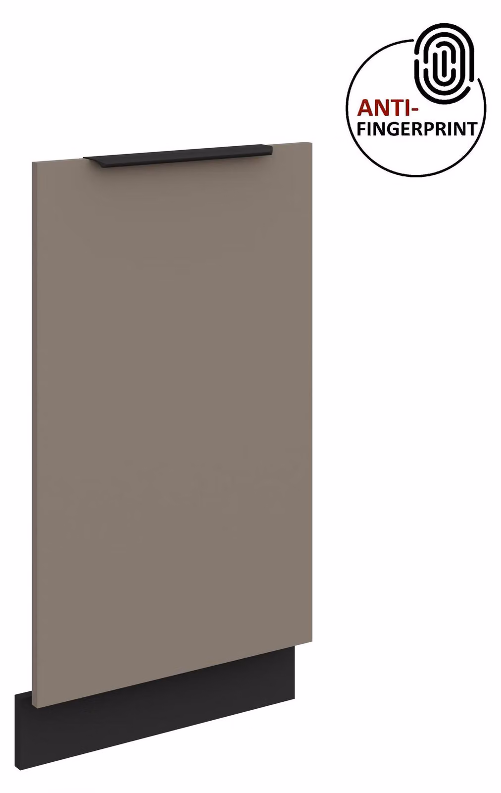 Pannello frontale per lavastoviglie da 45 cm completamente incassata ARIA, grigio sabbia ultra opaco + nero opaco, frontali di alta qualità con rivestimento anti-impronta, cucina a incasso