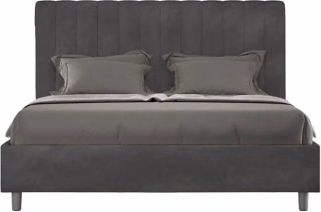 Letto matrimoniale senza rete imbottito 160x200 microfibra grigio Agueda
