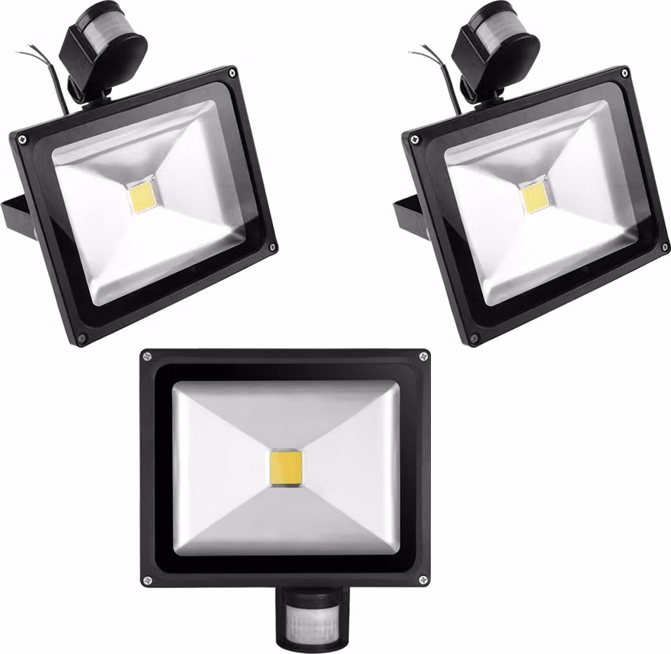 Greenmigo Set da 3 proiettori LED da 30 W per esterni con sensore di movimento PIR, IP65, faretti da esterno, illuminazione da esterno, faretti da parete
