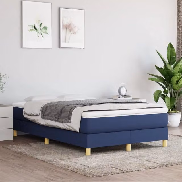 Letto Ibrido vidaXL con Giroletto a Molle e Materasso Blu e Bianco L/P: 120 x 200 cm