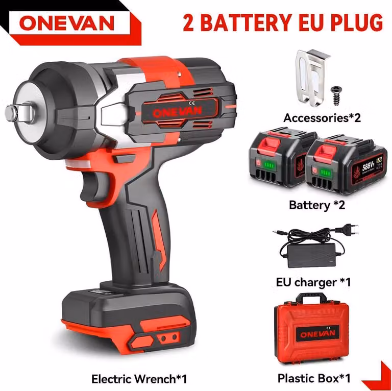 Avvitatore a impatto a batteria - Senza spazzole 18 V - Coppia elevata 2800 Nm - Senza fili - 2 batterie incluse - Argento
