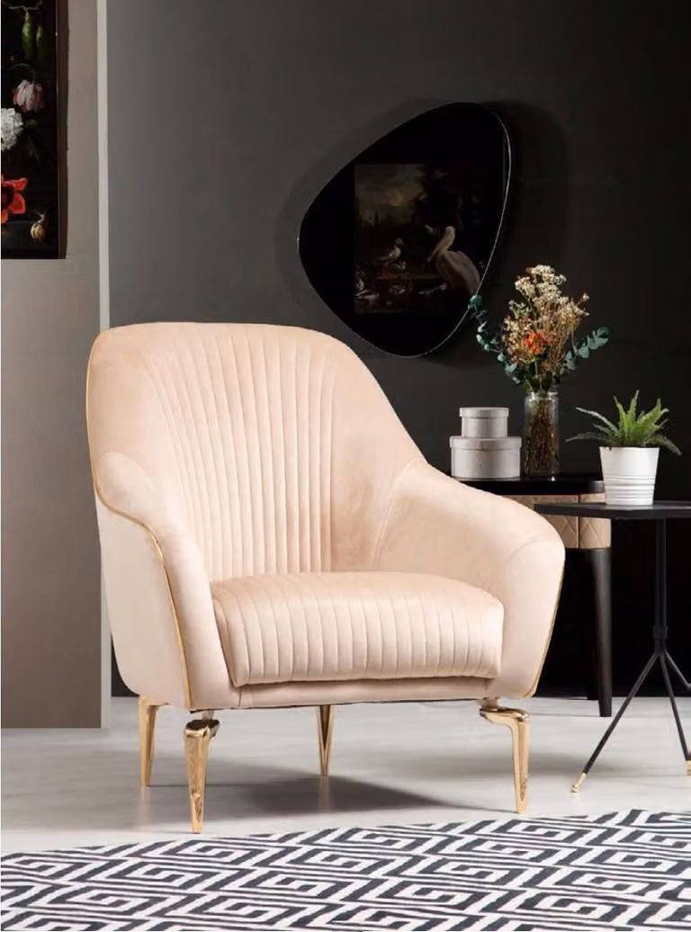 Sessel Einsitzer Luxus 1 Sitzer Polster Sitz Designer Textil Sitz Stoff Modern