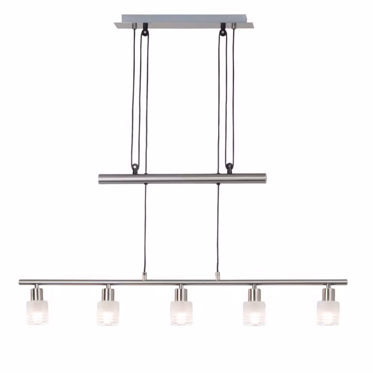 Lampada a sospensione BRILLIANT LED Lea | lampada a sospensione dal design intramontabile | a 5 luci | metallo/vetro | ferro/cromo/bianco | regolabile in altezza | 5x E14 max 4 W