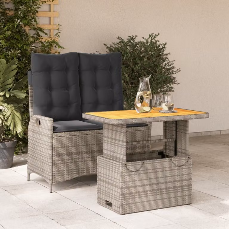 Maison Exclusive - Set da Pranzo da Giardino 2 pz con Cuscini in Polyrattan Grigio