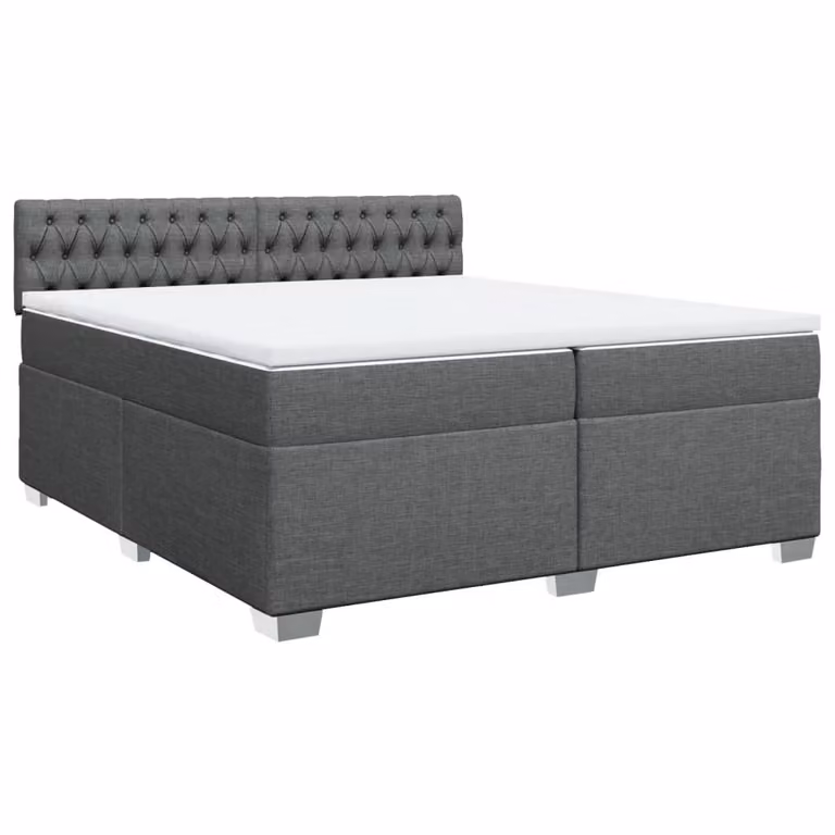 Giroletto a Molle con Materasso Grigio Scuro 200x200 cm Tessuto