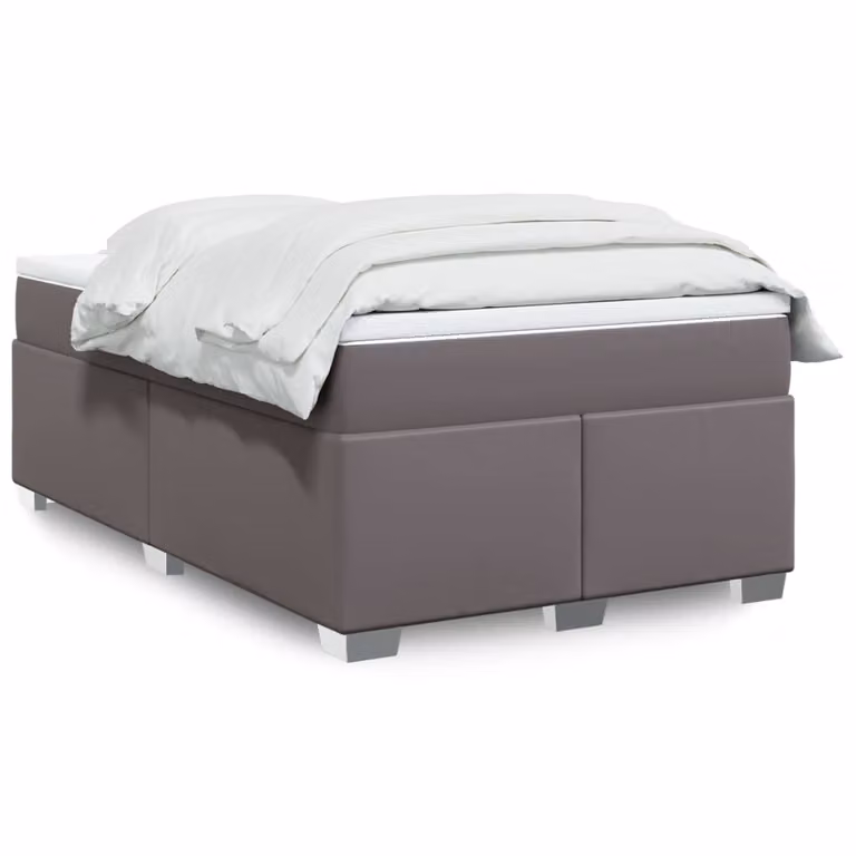 vidaXL Giroletto a Molle con Materasso in Similpelle Grigio e Bianco, L/P/H: 120 x 200 cm