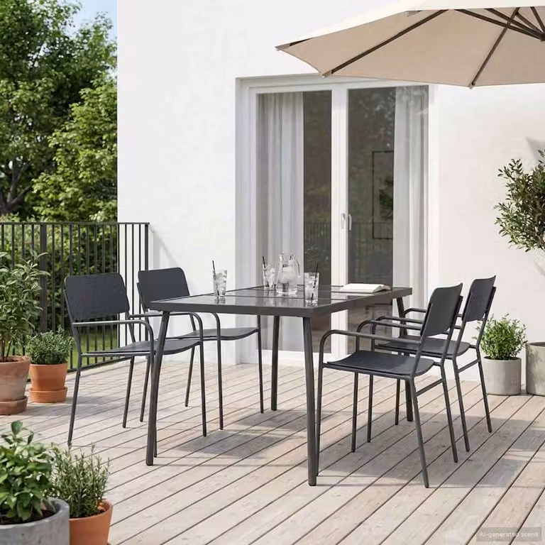 Set da pranzo moderno vidaXL in acciaio antracite per giardino e terrazzo