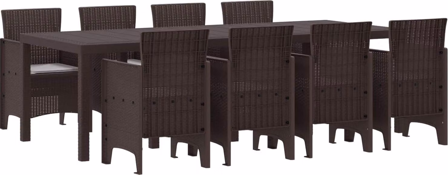 Set da Pranzo per Giardino 9 pcs Marrone Polipropilene