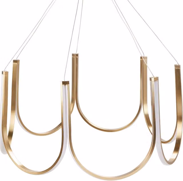 Lampadario a sospensione BELIANI in alluminio dorato con illuminazione LED di stile moderno e altezza regolabile