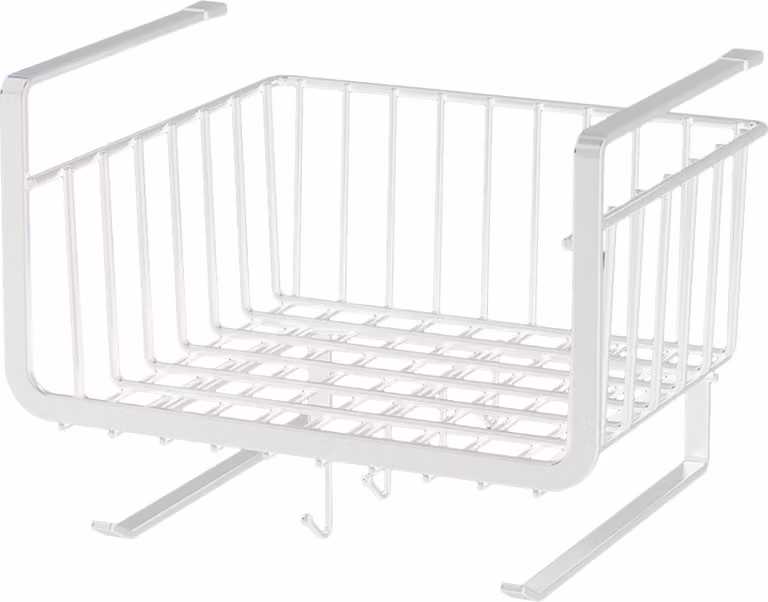Armadietto da cucina, armadietto da cucina con ganci, cestino da scaffale da cucina, scaffale sotto l'armadio, cestino di stoccaggio