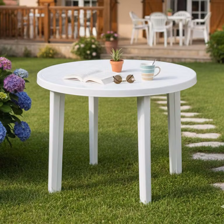 Brooksdale - Tavolo da Esterno, 90x90x72h cm Bianco, 4 Posti Italy