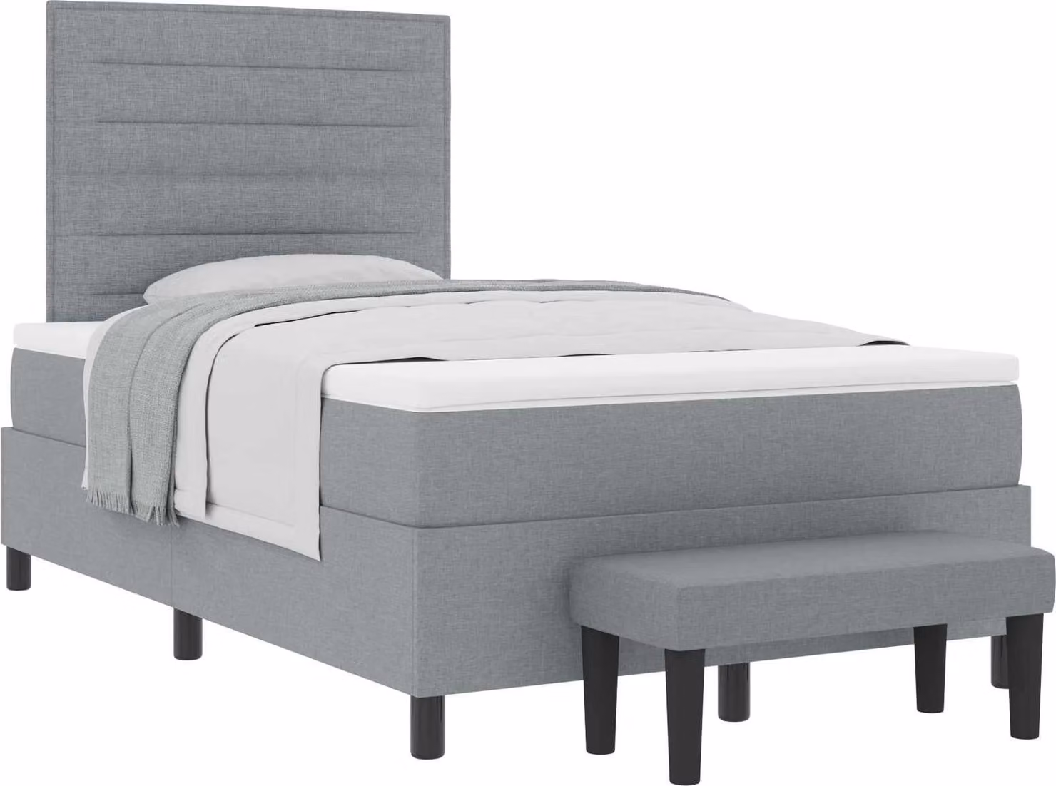 Letto a molle con cuscino Grigio chiaro 120 x 200 cm Tessuto