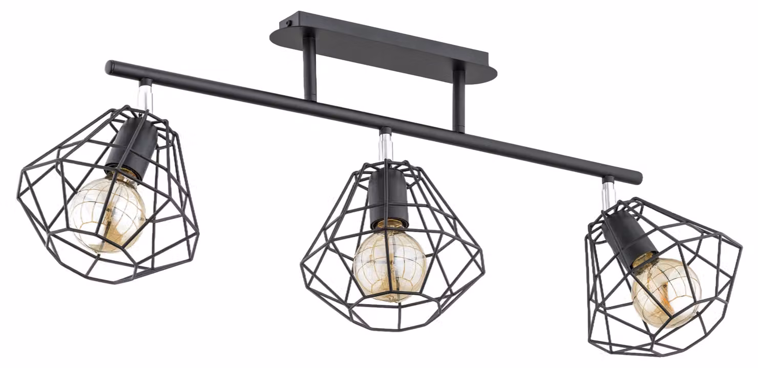 Lampada da soffitto OZINUS nera-cromata 3xE27x15W in metallo, dimensioni: 34x82x21 cm, IP20, Alfa
