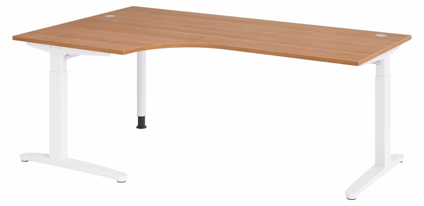 Scrivania bümö serie XB - Decorazione: noce, dimensioni: scrivania angolare 200 x 120 cm, struttura: bianco