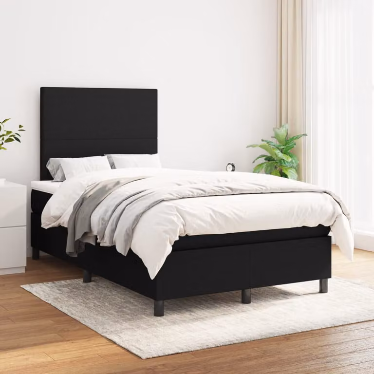 vidaXL Letto Ibrido con Giroletto a Molle e Materasso a Tasche Nero e Bianco L/P/H: 120 x 200 cm