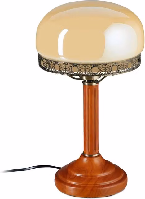 Elegante lampada da tavolo vintage design antico 45 x 20 x 20 cm in vetro beige 13_0003114