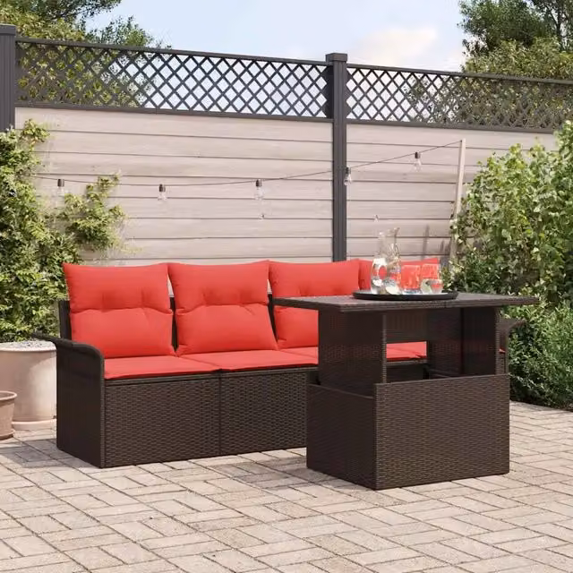 Set Divano da Giardino 5 pz Marrone polyrattan 3348190