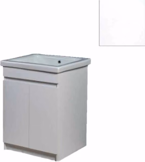 Mobile Lavatoio in Ceramica 2 Ante e Strofinatoio Integrato 60x50x86A cm Bianco Opaco