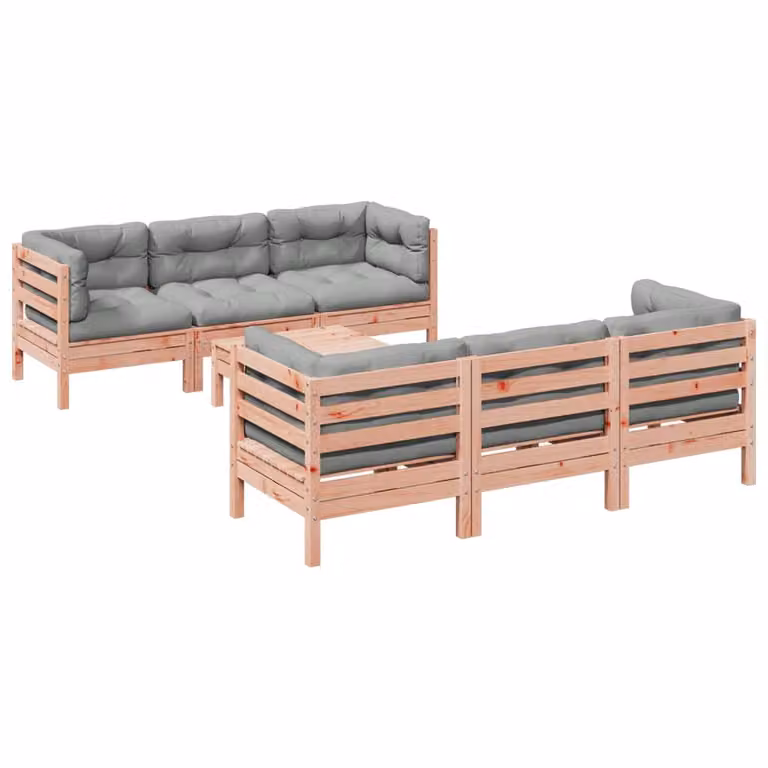 Set Divani Giardino 7 pz Cuscini Legno Massello Abete Douglas